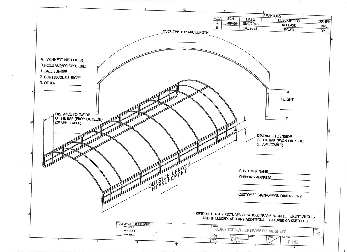 Boat Lift Canopy Radius Top with Drop Frame