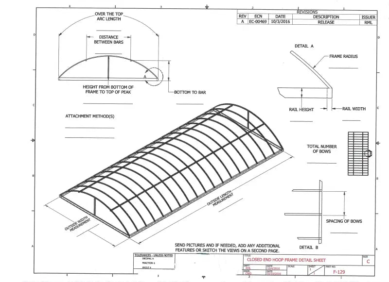 Closed End Hoop Frame Boat Lift Canopy - Boat Lift Canopy